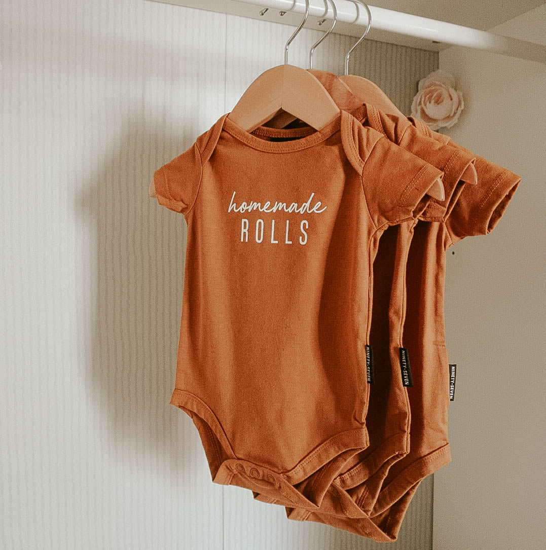 “Homemade Rolls” Baby Bodysuit