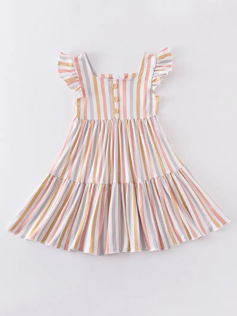 Stripe Flutter Twirl Dress