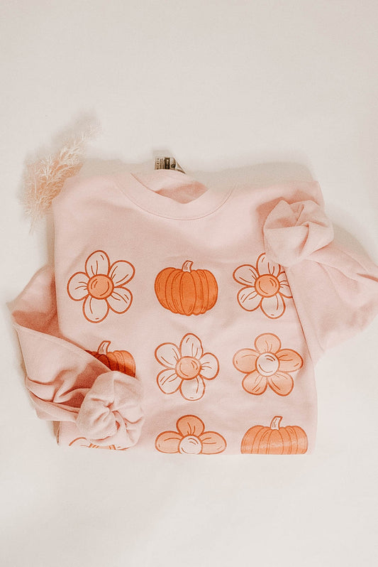 Flower & Pumpkin Pink Crewneck